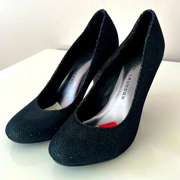 Chinese Laundry Black Nightlight Pump Sz 7.5 Shimmer Party Heel Sparkle Holiday - Picture 1 of 7